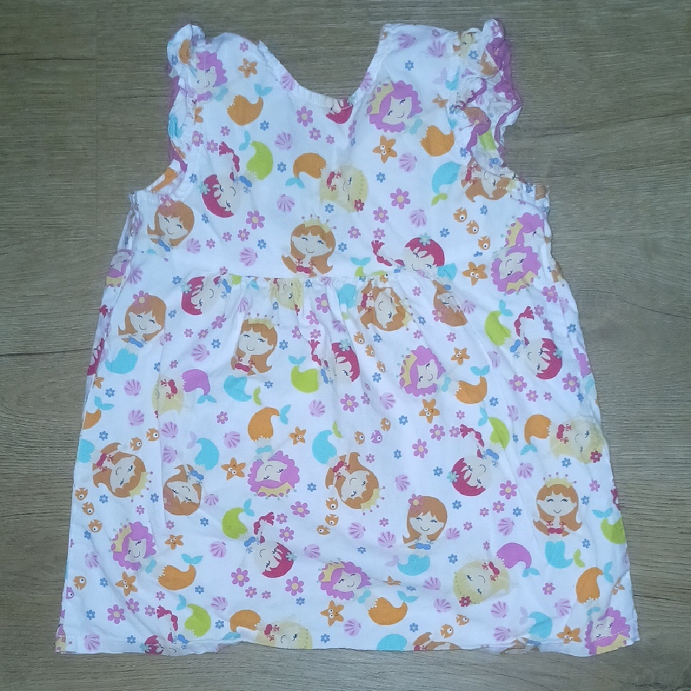 Colorful Mermaid Print Kids Casual Dress